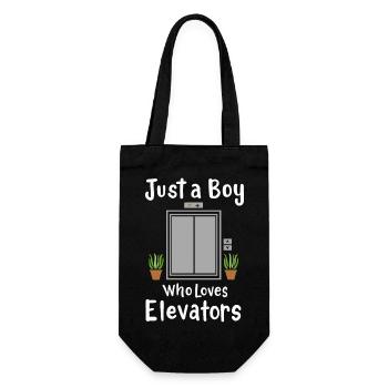 Just A Boy Who Loves Elevators - Geschenkbeutel für Flaschen - Schwarz - Vorne