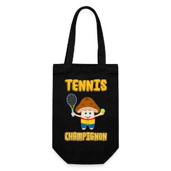 Tennis Champignon (Champion) Comicstyle - Geschenkbeutel für Flaschen - Schwarz - Vorne