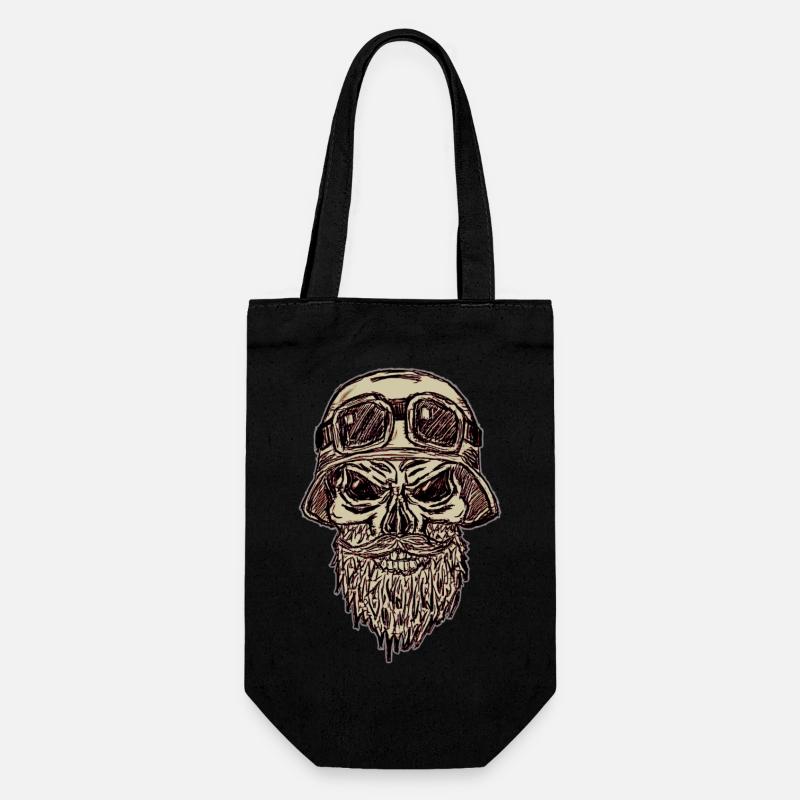 Crâne mortumétrique avec barbe et casque - Sac à bouteille - noir