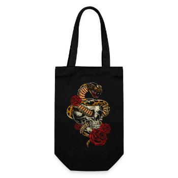 Totenkopf Hardrock Biker - Geschenkbeutel für Flaschen - Schwarz - Vorne