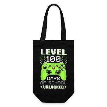 Level 100 Tage Der Schule Freigeschaltet Gamer - Geschenkbeutel für Flaschen - Schwarz - Vorne