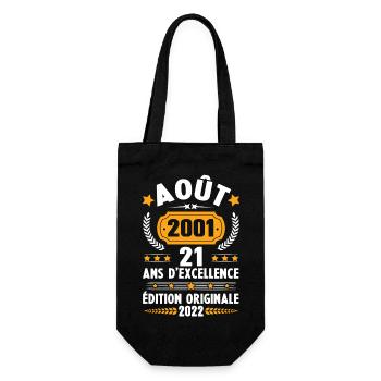 Cadeau D'anniversaire Rétro 21 Ans Août 2001 - Sac à bouteille - noir - Devant