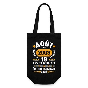 Cadeau D'anniversaire Rétro 19 Ans Août 2003 - Sac à bouteille - noir - Devant