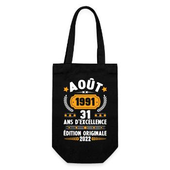 Cadeau D'anniversaire Rétro 31 Ans Août 1991 - Sac à bouteille - noir - Devant