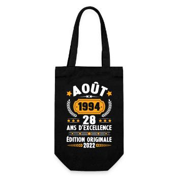 Cadeau D'anniversaire Rétro 28 Ans Août 1994 - Sac à bouteille - noir - Devant