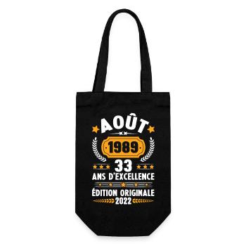 Cadeau D'anniversaire Rétro 33 Ans Août 1989 - Sac à bouteille - noir - Devant