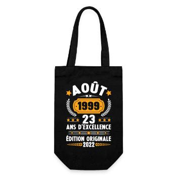 Cadeau D'anniversaire Rétro 23 Ans Août 1999 - Sac à bouteille - noir - Devant
