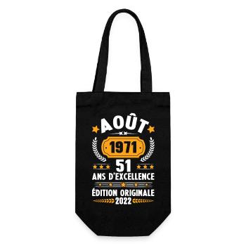 Cadeau D'anniversaire Rétro 51 Ans Août 1971 - Sac à bouteille - noir - Devant
