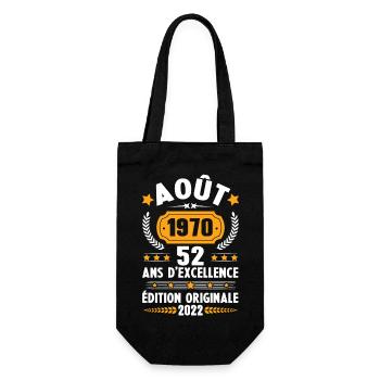 Cadeau D'anniversaire Rétro 52 Ans Août 1970 - Sac à bouteille - noir - Devant