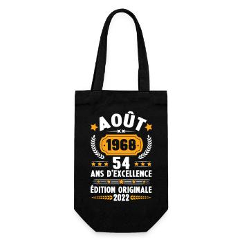Cadeau D'anniversaire Rétro 54 Ans Août 1968 - Sac à bouteille - noir - Devant