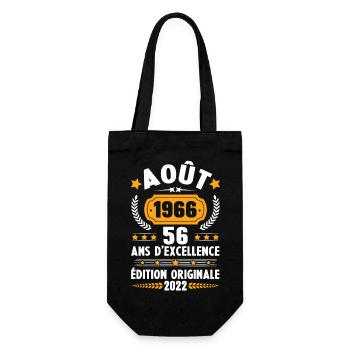 Cadeau D'anniversaire Rétro 56 Ans Août 1966 - Sac à bouteille - noir - Devant