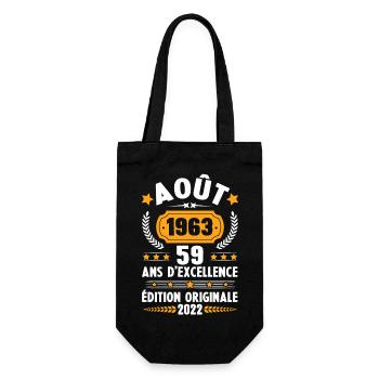 Cadeau D'anniversaire Rétro 59 Ans Août 1963 - Sac à bouteille - noir - Devant