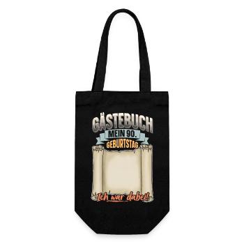 90. Geburtstag Gästebuch - Geschenkbeutel für Flaschen - Schwarz - Vorne