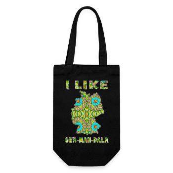 I like (love) Ger-Man-Dala /Mandala Deutsche Karte - Geschenkbeutel für Flaschen - Schwarz - Vorne