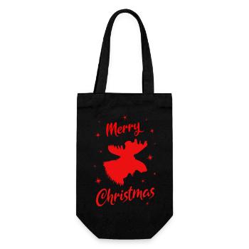 Merry Christmas moose - Geschenkbeutel für Flaschen - Schwarz - Vorne