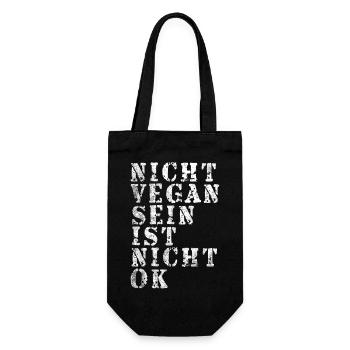 Nicht Vegan Sein Ist Nicht Ok - Geschenkbeutel für Flaschen - Schwarz - Vorne