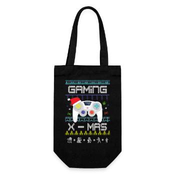Gamer Weihnachtsoutfit Gaming X-MAS - Geschenkbeutel für Flaschen - Schwarz - Vorne