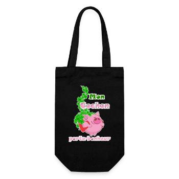 Mon cochon porte-bonheur, LOTO - Sac à bouteille - noir - Devant