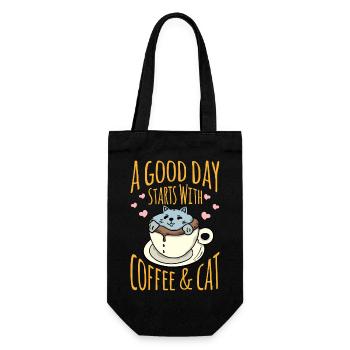Cat in the Coffee Mug with Positive Message - Gift Bag for Bottles - black - Front