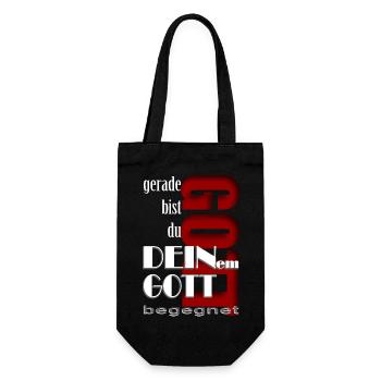 gerade bist du deinem Gott begegnet Gottheit - Geschenkbeutel für Flaschen - Schwarz - Vorne
