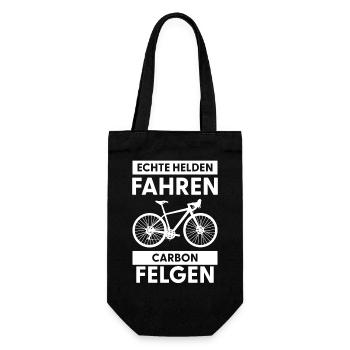 Echte Helden Fahren Carbon Felgen - Geschenkbeutel für Flaschen - Schwarz - Vorne