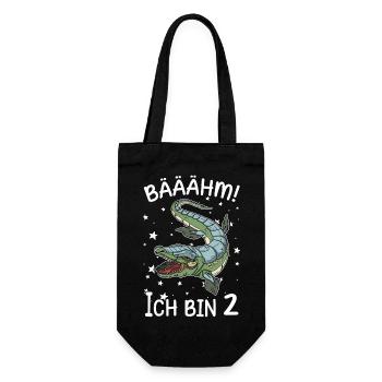 Reptilien Mosasaurus Dinosaurier Dino Urzeit - Geschenkbeutel für Flaschen - Schwarz - Vorne