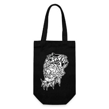 Tiger Head // Illustration - Gift Bag for Bottles - black - Front