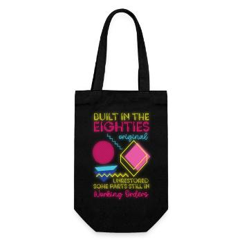 80s Old School Theme Party Eighties - Gift Bag for Bottles - black - Front