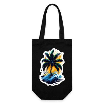 Palme im Meer - Geschenkbeutel für Flaschen - Schwarz - Vorne