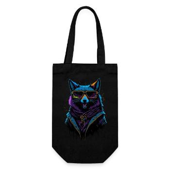 Cyberpunk Fox - Geschenkbeutel für Flaschen - Schwarz - Vorne
