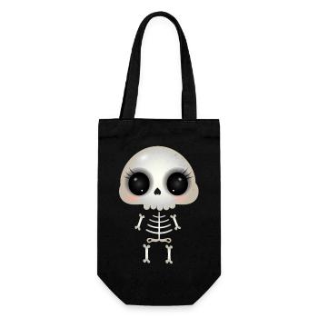 cute skull with dark eye sockets and eyelashes - Gift Bag for Bottles - black - Front