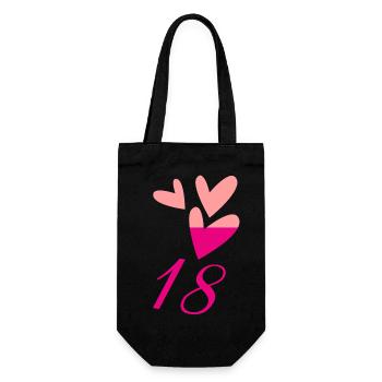 18. 18 JAHRE ALT. 18-JÄHRIGES JUBILÄUM. GEBURTSTAG 18 JAHRE. - Geschenkbeutel für Flaschen - Schwarz - Vorne