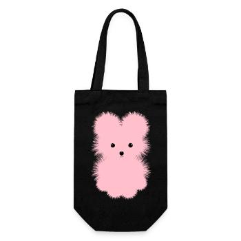 CUTE PINK BABY POMERANIAN DOG ILLUSTRATION - Geschenkbeutel für Flaschen - Schwarz - Vorne