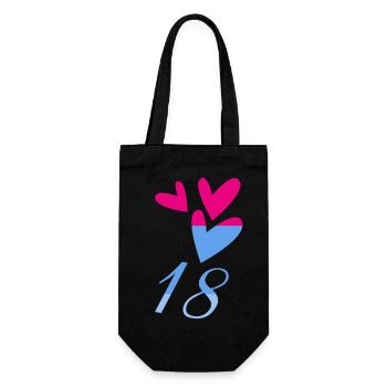 18. 18 JAHRE ALT. 18-jähriges JUBILÄUM. GEBURTSTAG 18 JAHRE. - Geschenkbeutel für Flaschen - Schwarz - Vorne