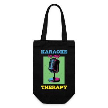 Karaoke ist meine Therapie - Geschenkbeutel für Flaschen - Schwarz - Vorne
