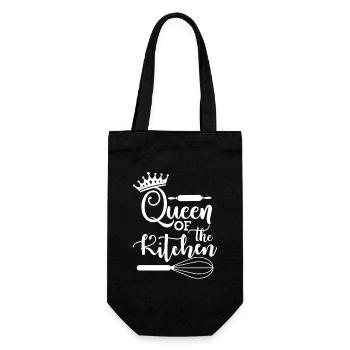 Queen Of The Kitchen. Kitchen Quote. Gift For Mom - Gift Bag for Bottles - black - Front