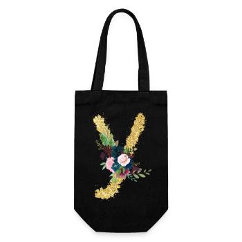 Letter y gold floral - Gift Bag for Bottles - black - Front