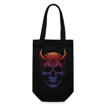 Totenkopf mit Hörnern - Geschenkbeutel für Flaschen - Schwarz - Vorne
