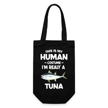 Das ist mein menschliches Kostüm Ich bin wirklich ein Thunfisch - Geschenkbeutel für Flaschen - Schwarz - Vorne