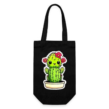 Cute Kawaii Cactus - Gift Bag for Bottles - black - Front
