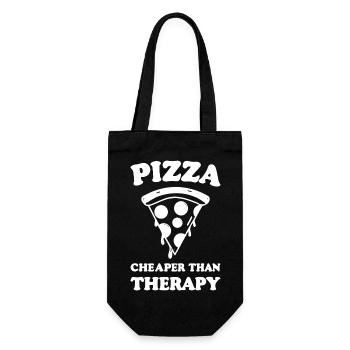 Pizza Cheaper than Therapy - Gift Bag for Bottles - black - Front