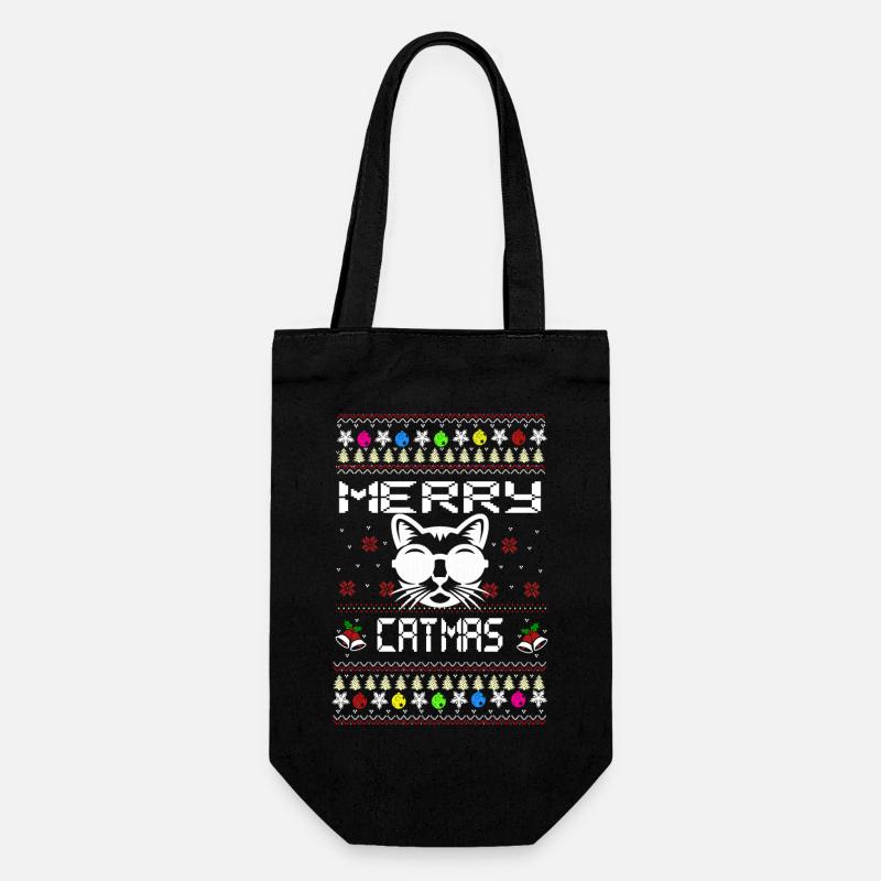 Conception de Noël - Joyeux CATMAS - Sac à bouteille - noir