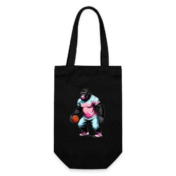 Gorilla spielt Basketball - Geschenkbeutel für Flaschen - Schwarz - Vorne