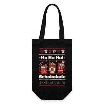 Weihnachten lustig- Ho Ho Hol mir heiße Schokolade - Geschenkbeutel für Flaschen - Schwarz - Vorne