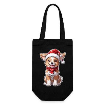 chien avec bonnet de noel - Sac à bouteille - noir - Devant