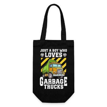 Müllwagen Liebe Müllabfuhr Kind Junge I Geschenk - Geschenkbeutel für Flaschen - Schwarz - Vorne