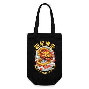 Year Of The Dragon Happy Chinese New Year 2024 - Geschenkbeutel für Flaschen - Schwarz - Vorne