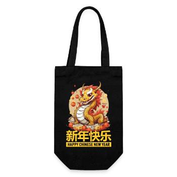Year Of The Dragon Happy Chinese New Year 2024 - Geschenkbeutel für Flaschen - Schwarz - Vorne
