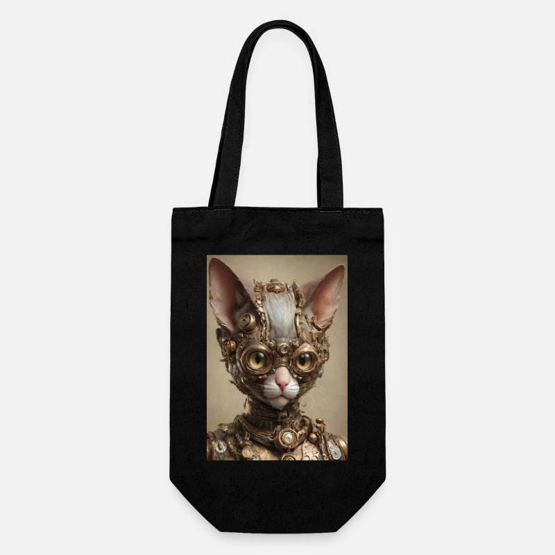 Cyber Punk Katze Sphinx - Geschenkbeutel für Flaschen - Schwarz