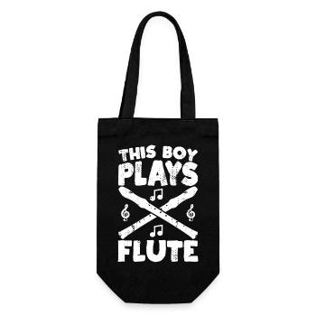 This boy plays the flute - Gift Bag for Bottles - black - Front